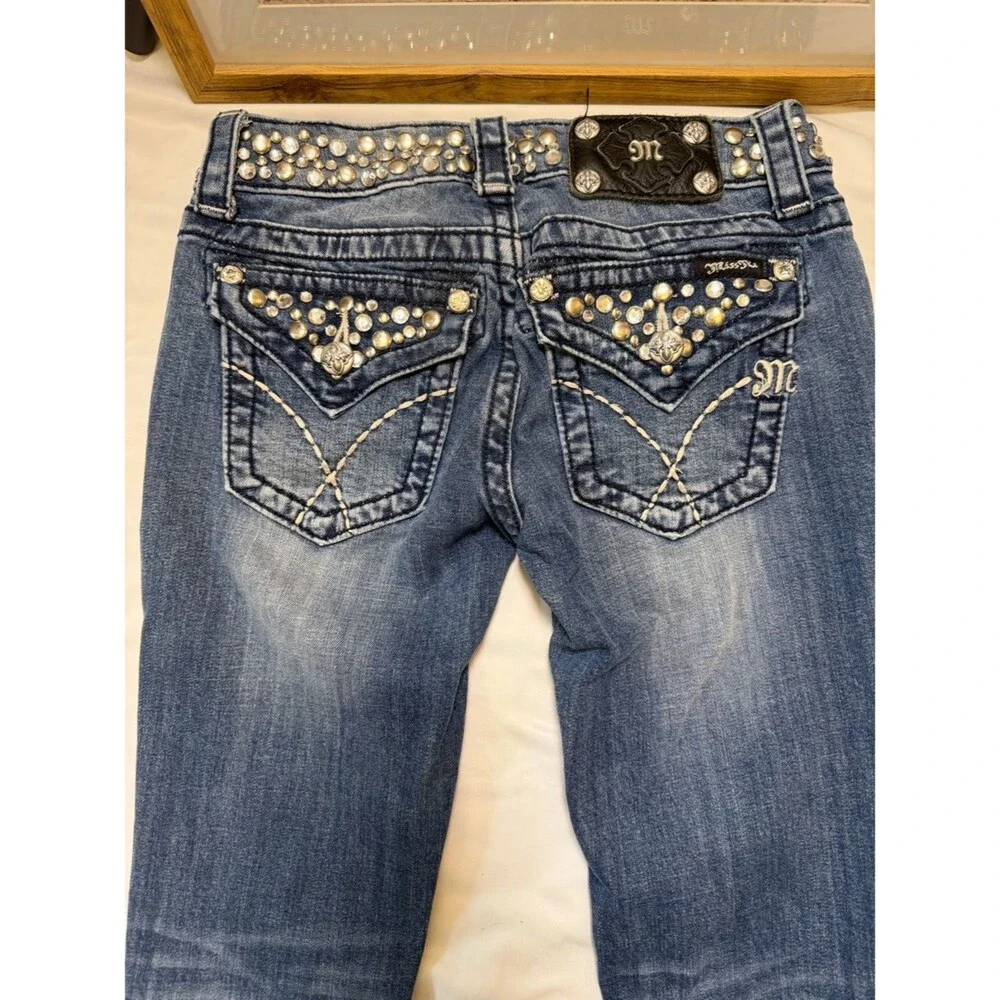 Miss Me size 25 Dark Blue Embellished Skinny Jeans
